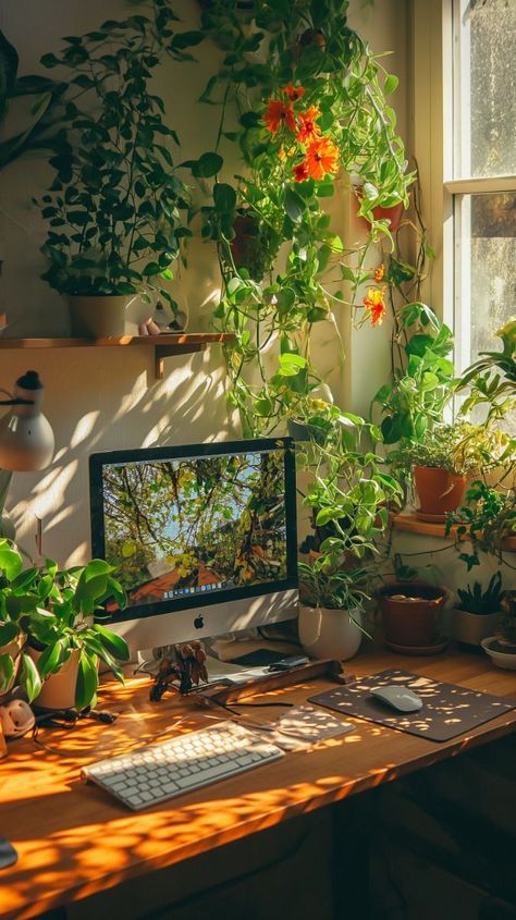 Studio Ghibli Interior, Desk Plant Decor, Ghibli Interior, Japandi Office, Emotional Stories, Beautiful Movies, Massage Therapy Rooms, Desk Plant, Famous Anime