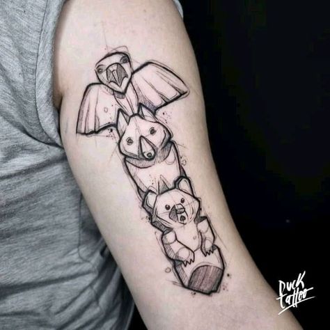 Sister And 2 Brothers Tattoo, Brother Bear Totem Tattoo, Sisters And Brother Tattoo, Disney Brother And Sister, Brother Bear Tattoo, Pop Culture Tattoos, Pokemon Tattoos, Duck Tattoos, Culture Tattoos