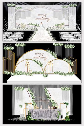 Rough and beautiful white European wedding stage renderings#pikbest#decors-models White Green Wedding, Wedding Background Decoration, Wedding Stage Design, Green Themed Wedding, Wedding Backdrop Design, Wedding Backdrop Decorations, Marble Wedding, Unique Wedding Flowers, Cruise Wedding