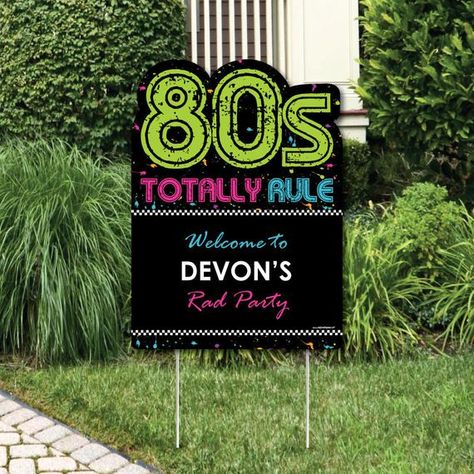 80's Retro Welcome Sign - Totally 1980s Party Outdoor Lawn Decorations - Eighties Party Decorations - 80's Rock Party - I Love the 80s Party Retro Party Decorations, Eighties Party, 80s Birthday Parties, 1980s Party, 80s Theme Party, Custom Yard Signs, 80s Theme, Lawn Sign, 80s Party