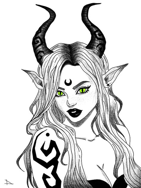 Mystical Drawing Ideas, Witchy Sketches, Elf Drawings, Gothic Drawings, Horror Drawing, Female Face Drawing, Magical Women, Shiva Tattoo Design, Tattoo Stencil Outline