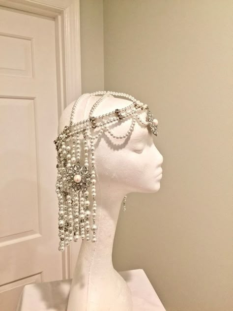 Head Jewelry Headpieces, Greek Headpiece, Pearl Head Piece, Cleopatra Style, Afro Punk Fashion, Beaded Headpiece, Veil Headpiece, Stylish Lady, Pearl Headpiece