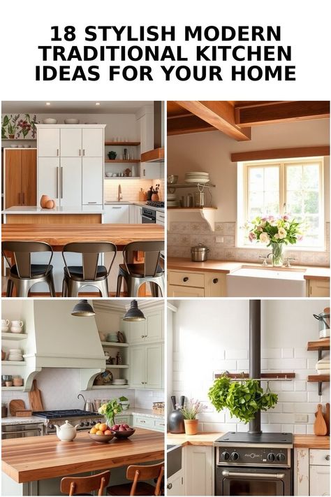 Explore the perfect blend of classic charm and contemporary functionality with these 18 modern traditional kitchen ideas. From timeless cabinetry desi... Modern Traditional Decor Kitchen, Classic Timeless Kitchen, Classic Contemporary Kitchen, Traditional Kitchen Ideas, Modern Traditional Kitchen, Fall Patio Decor, Modern Traditional Decor, Timeless Kitchen, Cabinetry Design