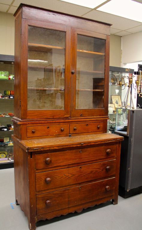 Antique Chestnut Stepback (SOLD) Stepback Cupboard, American Chestnut, Antique Wardrobe, Kitchen Hutch, Primitive Furniture, Historic Architecture, Flea Markets, Historical Architecture, Found Object