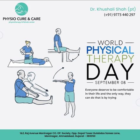 Bring back movement and function to normal and get pleasure from a healthy lifestyle by treating your physical problems on this day. Wish you a very happy and problem-free World Physical Therapy Day 2022! #PhysioCureAndCare #physicaltherapy #physicaltherapyday #physiotherapy #physicaltherapist #physio #rehab #fitness #rehabilation #RehabilitationandLongCOVID #WorldPTDay2022 #physicaltherapist #WorldPhysiotherapy #WorldPTDay #health World Physical Therapy Day, World Physiotherapy Day, Physiotherapy Day, Rehab Center, World Health Day, Health Day, Physical Therapist, A Healthy Lifestyle, Bring Back