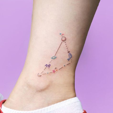 Capri Tattoo, Capricorn Tattoo Constellation, Capricorn Saturn Tattoo, Capricorn Minimalist Tattoo, Capricorn Zodiac Constellation Tattoo, Delicate Capricorn Tattoo, Capricorn Star Tattoo, Constilation Tattoo Capricorn, Astrology Tattoo Capricorn