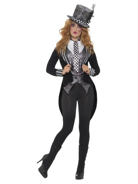 Deluxe Dark Miss Hatter Costume | Smiffys Mad Hatter Outfit, Mad Hatter Halloween Costume, Hatter Costume, Mad Hatter Costume, Ladies Fancy Dress, Costume Noir, Black Halloween Dress, Mad Hatters, Black Costume