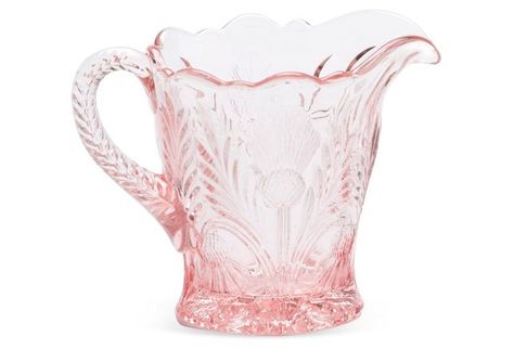 Inverted Thistle Pitcher, Rose Thistle Pattern, Vintage Inspired Kitchen, Flint Glass, Pink Glassware, Rosy Pink, Berry Bowl, It Goes On, Contemporary Glass, Glassware Set