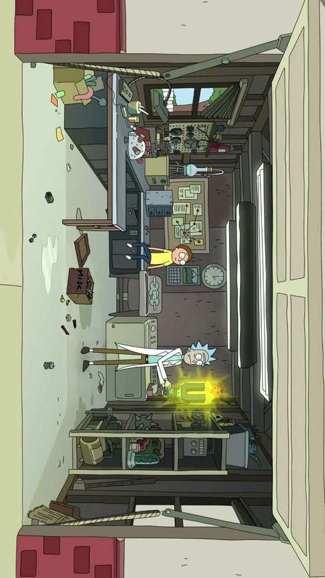 Rick And Morty Garage, Character Background Ideas, Character Background, Pickle Rick, Rick E Morty, Comic Ideas, Rick Y Morty, Background Ideas, Painting Landscape