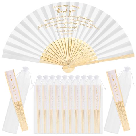 PRICES MAY VARY. Package Quantity: our wedding favors include 30 handheld folding fans, along with 30 white organza bags for easy carrying and storage; This package meets not only your party needs but also serves as a practical gift for your guests and family in the summer heat Versatility and Multiple Use Cases: folding fans open and shut smoothly, producing a strong breeze and are easy to clean; our handheld folding fans are not just gift for weddings, but can also be applied for other occasio Wedding Fans For Guests, Bridal Shower Decoration, Fabric Folding, Folding Fans, Folding Hand Fan, Folded Hands, Summer Garden Party, Wedding Fans, Folding Fan