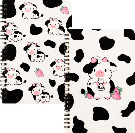 Cute Cow Pink Strawberry Milk College Ruled Notebooks Hardbound Spiral Travel Drawing Journal Welcome To Classroom, Cute Notebooks For School, Diary Cover Design, First Day Of School Gifts, Back To School 2023, College Ruled Notebook, Country Birthday, Journal For Kids, Strawberry Cow