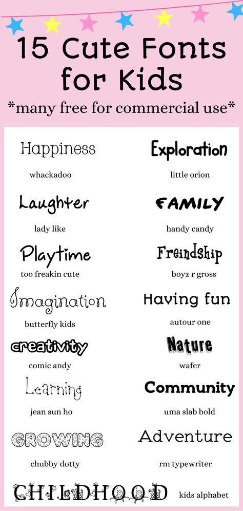 The best cute fonts for kids, free to download today! Use for home school projects, art & crafts, and more! Most listed are free for commercial use. #cutefonts #fonts #freefonts #homeschool Cool Fonts Alphabet Creative, Kid Fonts Free, Fonts For Kids, Cute Fonts Alphabet, Teacher Fonts, Alfabet Font, Fonts Handwriting Alphabet, School Fonts, Writing Fonts