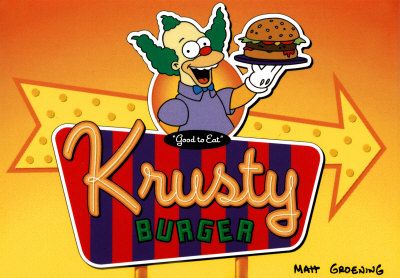 Krusty Burger Krusty Burger, Simpsons Party, The Simpsons Show, Picture Mix, Gender Party, The Simpson, Islands Of Adventure, Geek Life, Comedy Tv