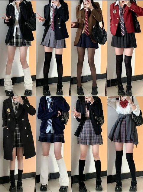 School Uniform Reference, Uniform Outfits Aesthetic, Japanese School Outfits, School Uniform Outfits Aesthetic, Aesthetic School Uniform, Korean Uniform School, School Outfits Uniform, School Uniform Design, Style School Uniform