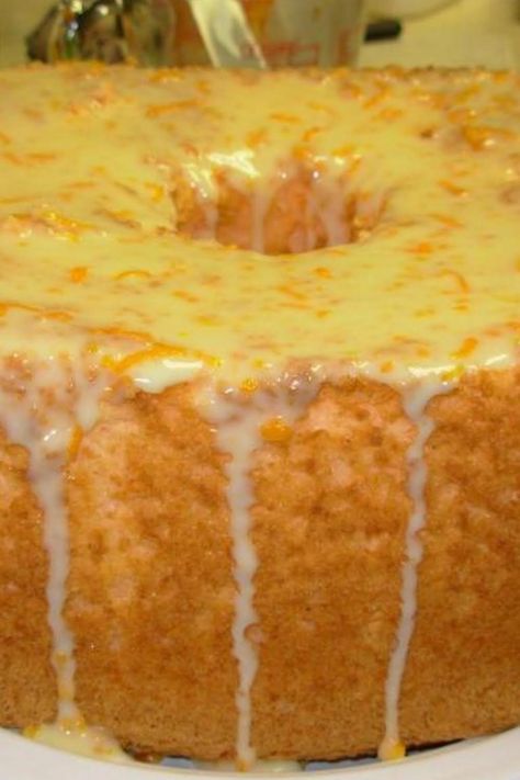 Orange Angel Food Cake Angel Food Cake Icing, Orange Angel Food Cake, Orange Jello, Oven Rack, Fruit Puree, Pineapple Cake, Cake Icing, Orange Cake, Angel Food Cake