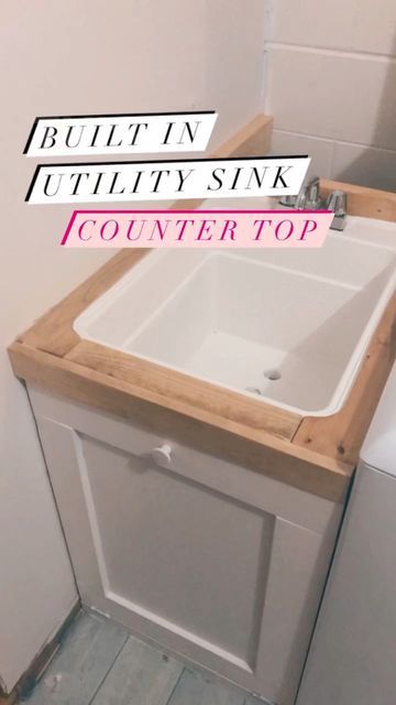 Built In Laundry Sink, How To Build A Cabinet Around A Utility Sink, Hide Utility Sink, Utility Sink Ideas, Utility Sink Makeover, Sink Counter, Laundry Room/mudroom, Commercial Sink, Custom Sinks