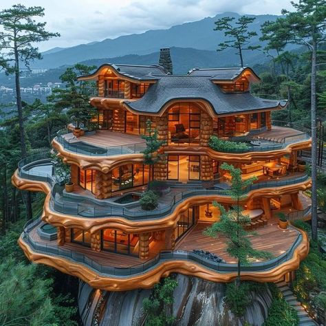 Luxury Tree Houses, Retro Apartment, Beautiful Tree Houses, Treehouse Masters, Creative Garden Decor, Crazy Houses, Woodland House, Tree House Designs, Unusual Homes