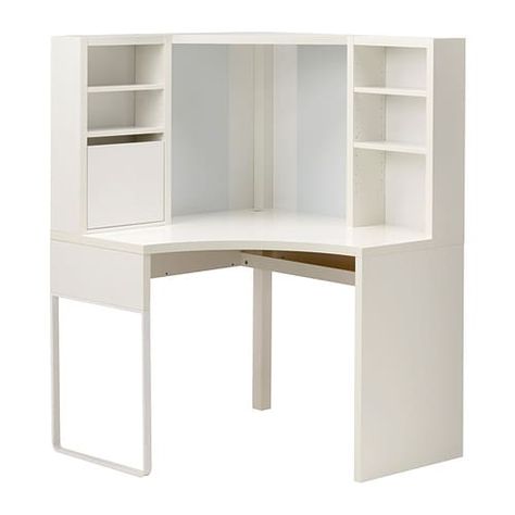 MICKE Corner workstation, white white 39 3/8x55 7/8 Ikea White Corner Desk, Ikea Corner Desk, Small Corner Table, White Corner Desk, Small Corner Desk, Ikea Micke Desk, Corner Desk With Hutch, Ikea Micke, Corner Workstation