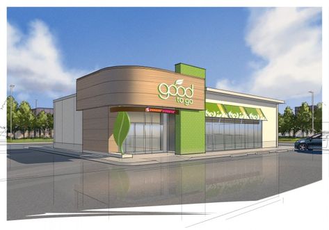 Retail Store Architecture, Convenience Store Exterior Design, Convience Store Exterior, Grocery Store Architecture, Convenient Store Design, Supermarket Design Exterior, Convenience Store Exterior, Grocery Store Exterior, Shops Architecture