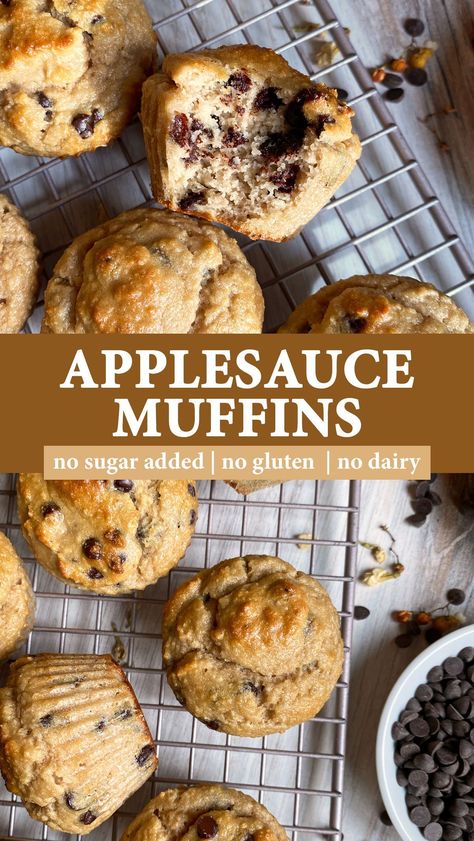 Gluten Sugar And Dairy Free Recipes, Gluten And Nut Free Recipes, Applesauce Sweetened Muffins, Gluten Dairy Refined Sugar Free Desserts, Paleo Applesauce Muffins, Almond Flour Dairy Free Recipes, Grain Free Muffin Recipes, Almond Flour Applesauce Bread, Gluten Free Whole Foods