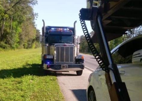 Online trucking communities have recently been stirred up by images of Florida troopers stealthily patrolling in their own big rig, but it turns out that they -- and other law enforcement agencies -- have been using semi trucks to hide in plain sight for years. A pair of posts featuring a Florida Highway Patrol big rig have been shared in many trucking groups in the past week. One of posts appeared on Facebook with the caption 'This is what trucking has come to...Be careful drivers this is in Fl Florida Highway Patrol, Custom Peterbilt, Custom Big Rig, Truck Detailing, Tractor Trailer Truck, Custom Big Rigs, Highway Patrol, Tractor Trailers, State Police