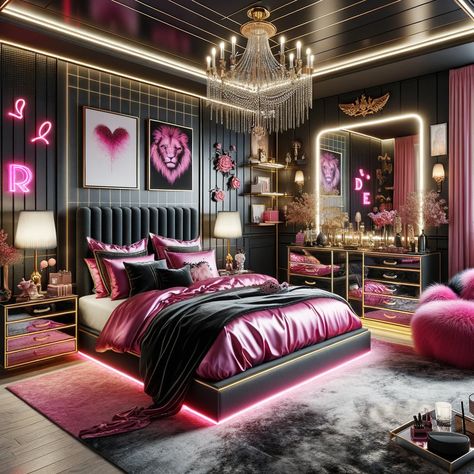 Woman Cave Ideas Bedrooms, Girl Cave Ideas, Baddie Bedroom Aesthetic, Baddie Bedroom, Baddie Bedroom Ideas, Women Cave, Mansion Bedroom, Trending Aesthetic, Pink Bedroom Decor