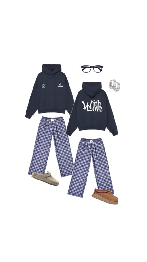 couples outfit ideas with navy scuffers hoodie, pajama pants, ugg tazz, birkenstock clogs Outfits For Couples, Comfy Outfit, Matching Couple Outfits, Couple Outfits, Cute Fits, Matching Couples, Cute Couples Goals, Comfy Outfits, Couple Goals