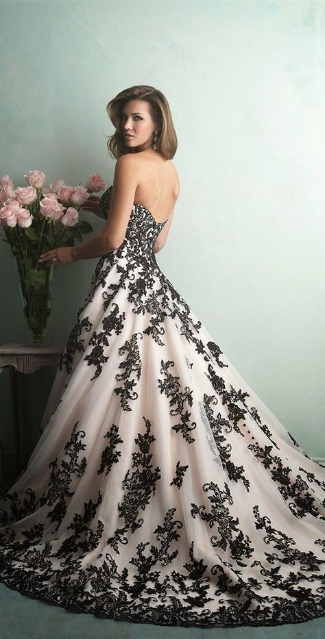 Allure Bridals Fall | Elegant wedding dresses. | Krystal Carl | Flickr Black And White Wedding Dresses, Black And White Wedding Dress, Black White Wedding Dress, Black Bridal Dresses, Black Lace Wedding Dress, Wedding Dresses Near Me, Black Lace Wedding, Black And White Gown, Wedding Dress Black