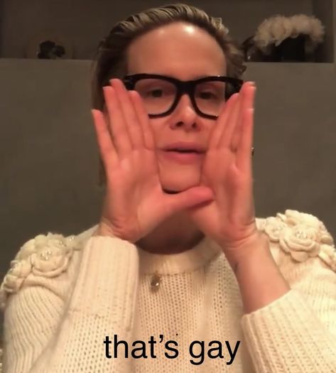 Gay Meme, Ahs Cast, Stickers Whatsapp, Gay Sticker, Lgbt Humor, Sarah Paulson, Gay Memes, Middle Aged Women, Reaction Face