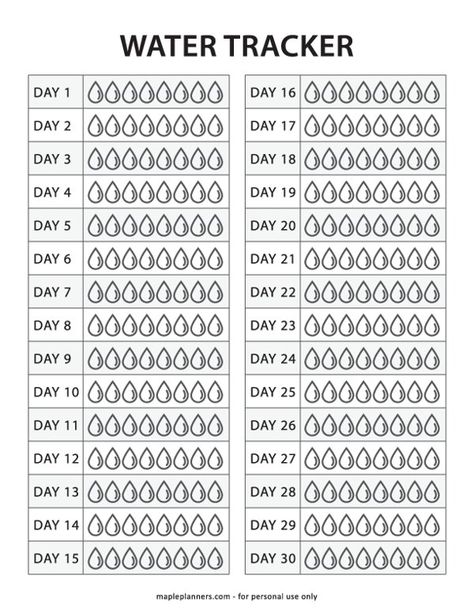 Bullet Journal Water Tracker, Printable Water Tracker, Water Tracker Printable, Glasses Of Water, Bullet Journal Ideas Templates, Tracker Free, Journal Templates, Water Tracker, Free Printable Activities