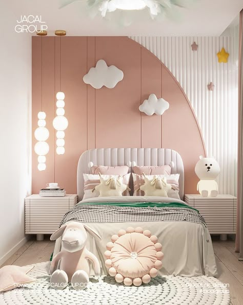 Bedroom Children Design, Children Bedroom Design For Kids, Children Bedroom Ceiling Design, Pink Toddler Room Modern, Child Bedroom Design, Modern Toddler Bedroom, Pink Kids Bedroom, Child Room Design, Children Bedroom Design