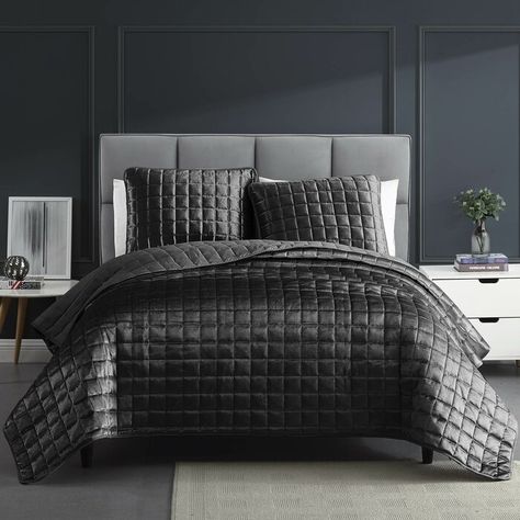 Gold Flamingo Robyn Reversible Quilt Set | Wayfair Men's Bedroom, Bed Simple, Grey Comforter Sets, Grey Comforter, Interior Minimalista, Coverlet Bedding, Bob's Discount Furniture, Buy List, Bedroom Idea