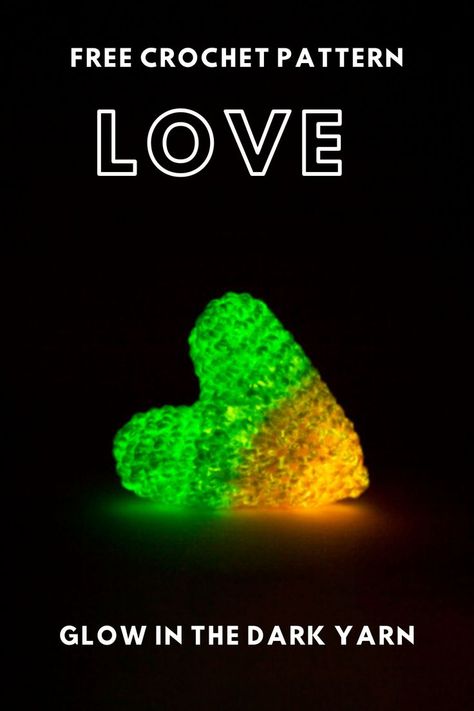 Spread the love with this  crochet love heart amigurumi pattern! It gets better… if you use our  Glow-in-the-dark series of yarn, the love will light up even the darkest  night. The perfect crafty gift for a friend, lover, or yourself! #uniqueyarnsco #heart #crochet Glow In The Dark Crochet, Dark Crochet, Heart Amigurumi, Dark Series, Darkest Night, Heart Crochet, Unique Yarn, Ribbon Yarn, Crafty Gifts