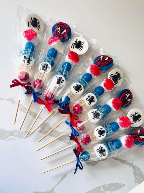 Spidey Party, Candy Business, Spiderman Birthday Party Decorations, Roses Bouquet Gift, Cap Cake, Twin Birthday Parties, Shish Kebab, Wrapped Candy, Spiderman Birthday Party