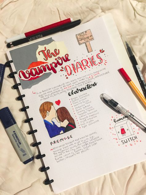 The Vampire Diaries Journal Ideas, Tvd Journal Ideas, Vampire Diaries Drawings Doodles, Vampire Diaries Notebook, Vampire Diaries Drawings, Tvd Journal, Tvd Drawings, Vampire Diaries Books, Vampire Drawings