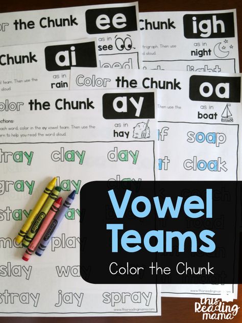 Vowel Team Phonics Worksheets – Color the Chunk | This Reading Mama | Bloglovin’ Long Vowel Free Printables, When 2 Vowels Go Walking, Vowel Teams Worksheets Free Printable, Basic Phonics Rules, Unpredictable Vowel Teams, Vowel Team Worksheets Free Printable, Team Room Ideas, Vowel Team Worksheets, Vowel Teams Activities