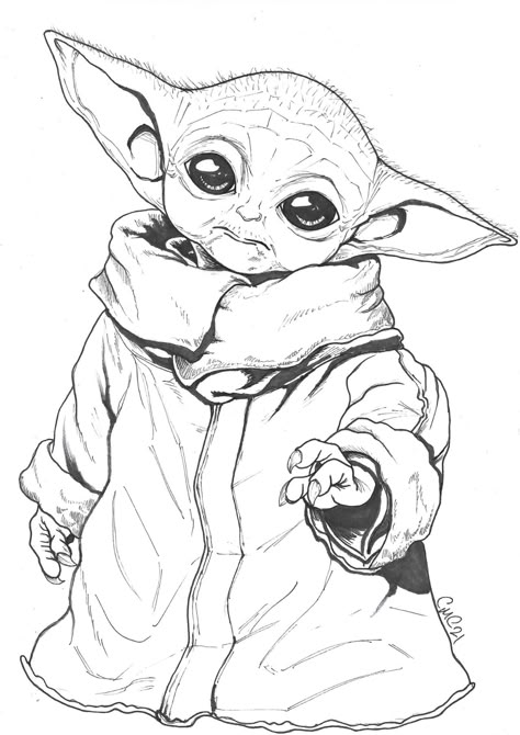 Star Wars Art Drawings, Yoda Drawing, Star Wars Drawings, The Mandalorian, Print Collage, Star Wars Art, Free Coloring Pages, Grog, Colouring Pages