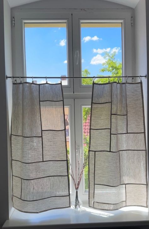 Pojagi Curtains, Linen Cafe Curtains, Cafe Curtains Kitchen, Beata Heuman, Curtains Linen, Quilted Curtains, Patchwork Curtains, Half Curtains, Curtains Kitchen