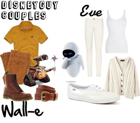 Wall-e and Eve Wall E Inspired Outfit, Disney Bound Couples, Couple Disney Bound, Disney Bound Outfits Couples, Disney Character Inspired Outfits, Wall E Costume, Eve Wall, Wall E And Eve, Elegant Long Sleeve Wedding Dresses