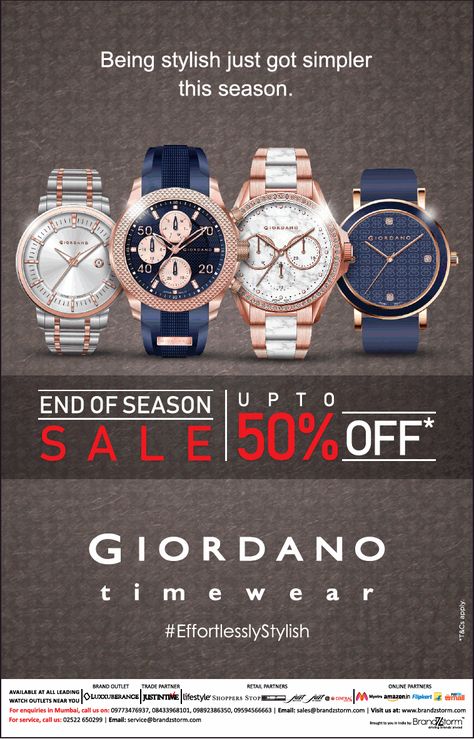 giordano-time-wear-50%-off-ad-bombay-times. https://www.advertgallery.com/product-  tag/watches-advertisement-collection/ Watch Advertisement, Watch Advertising, Advertising Banner, Graphic Design Tutorials Learning, Photoshop Design Ideas, Quran Book, Banner Advertising, Watch Photo, Web Banner Design