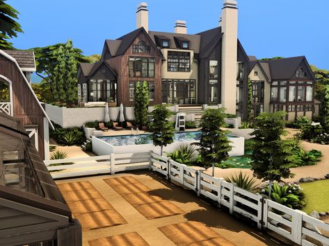 The Sims Resource - Modern Ranch Sims 4 Houses 64x64, Sims 4 Modern Ranch, 64x64 Sims 4 House, Sims 4 Ranch House, Sims 4 Ranch, Sims 4 Modern House, Game House, Sims Houses, Play Sims