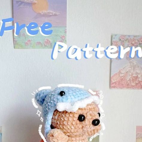 Gummy Bear Free Crochet Pattern, Cute Free Pattern Crochet, Crochet Patterns Shark, Instagram Free Crochet Pattern, Free Arugami Crochet Patterns, Crochet Polar Bear Pattern Free, Free Shark Crochet Pattern, Free Bear Crochet Pattern, Crochet Cute Patterns