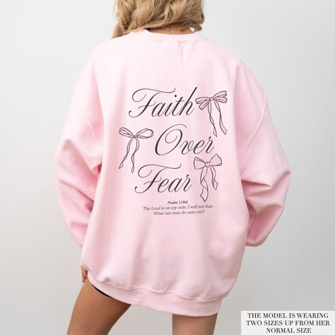 Self Love Sweatshirt, Bow Sweatshirt, Pink Christian, Christian Crewneck, Jesus Sweatshirts, Aesthetic Collection, Christian Sweatshirt, Faith Over Fear, Cute Sweatshirts