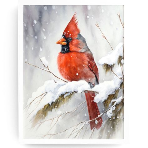 Red Cardinal Bird Wall Art Watercolor Illustration Print Unframed Perfect As Gifts For Family And Friends! This Is An Original Artwork Printed On Thick Premium Grade Matte Photo Paper. Vibrant, Crisp, And Vivid Image. Sizes Available: 11x14, 8x10, And 5x7 Fast Shipping! Thank You For Visiting My Shop And For Supporting My Small Business! Red Cardinal Bird, Wreath Clipart, Cardinal Bird, Wall Art Watercolor, Bird Wall Art, Red Cardinal, Winter Wreath, Art Watercolor, Illustration Print