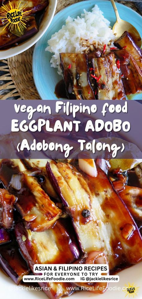 eggplant-adobo-recipe-adobong-talong Eggplant Adobo Recipe, Vegan Adobo Filipino, Eggplant Recipes Filipino, Binagoongan With Eggplant, Eggplant Adobo, Eggplant Recipes Vegan, Filipino Eggplant Recipe, Eggplant Vegan, Flavor Rice