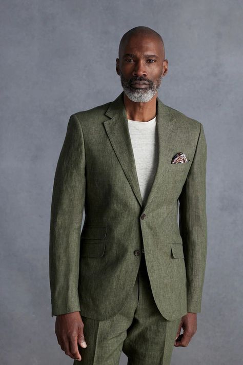 Next Wedding Guest Suits For Men, Summer Wedding Groom Attire, Men Summer Wedding, Outfit Casamiento, Green Linen Suit, Mens Wedding Guest Outfit, Tailor Clothes, Olive Suit, Summer Cocktail Attire