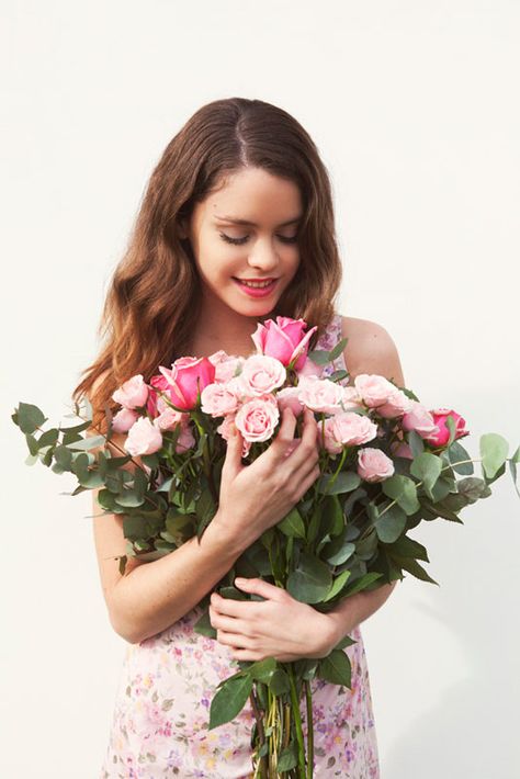 Holding Bouquet, In The Mood For Love, Mood For Love, Women Church, Fairytale Fashion, Colorful Roses, Holding Flowers, Happy Women, Flower Lover