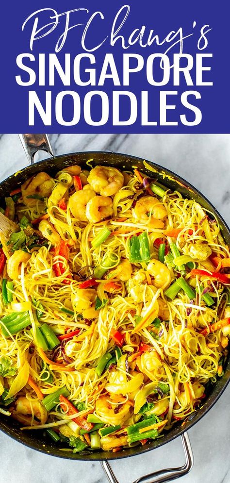 Singapore Noodles With Shrimp, Singapore Rice Noodles Recipe, Rice Noodles And Shrimp, Pf Chang Recipes, Street Noodles Recipe, Singapore Noodles Chicken, Shrimp And Rice Noodles, Wok Wednesday, Julienned Vegetables