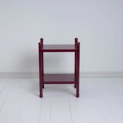 NIX BY NICOLA HARDING | Revive Side Table — BROOKS THOMAS Red Side Table, Drinks Stand, Nicola Harding, Side Table With Shelf, Wooden Side Tables, Rose Uniacke, Drink Stand, Red Table, Bed Lights