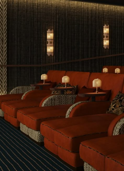 Cozy Home Cinema, Interior Design Hospitality, Home Theater Room Design, Theater Room Design, Home Cinema Room, Home Theater Rooms, Room Screen, Cinema Room, Home Cinema